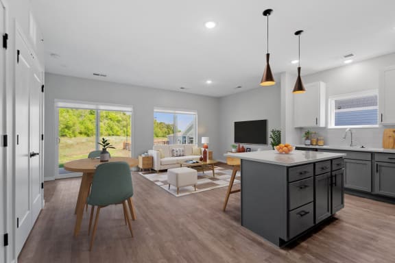 Living and Kitchen Area at The Lodge at Overland, Rochester, Minnesota