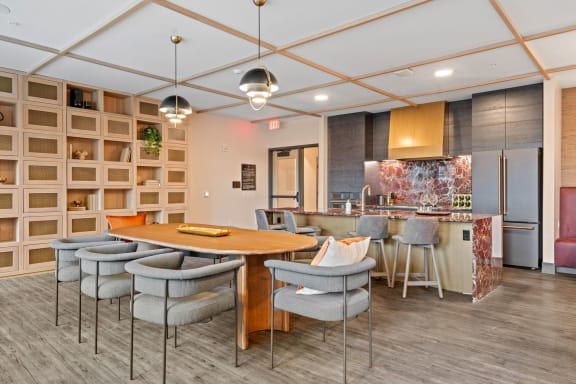 Dining area at The Hallon luxury apartments in Hopkins, MN