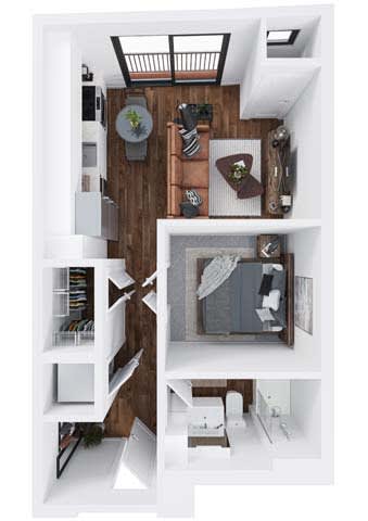 1 bedroom 1 bathroom floor plan Bat  The Hallon Apartments, Hopkins,MN