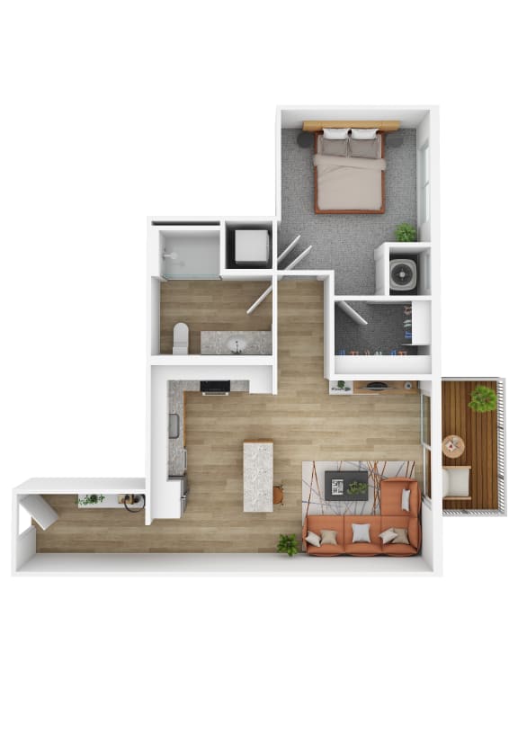 Floor Plan  a one bedroom floor plan at The Hallon luxury apartments in Hopkins, MN.