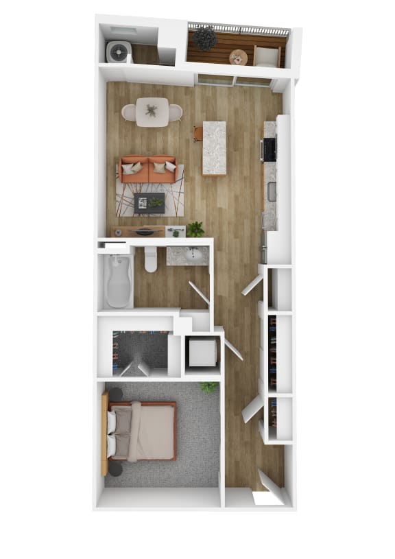 Floor Plan  a one bedroom floor plan at The Hallon luxury apartments in Hopkins, MN.