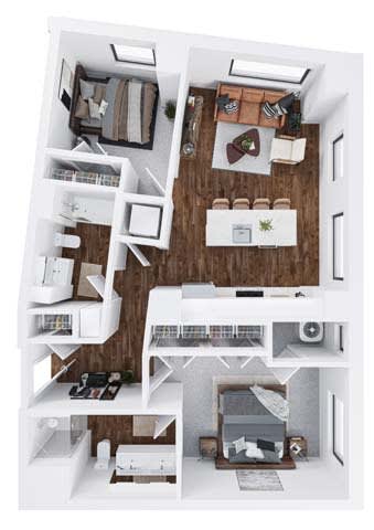Floor Plan  Blis 2 bed 2 bathroom floor plan at The Hallon Apartments,Minnesota, 55343