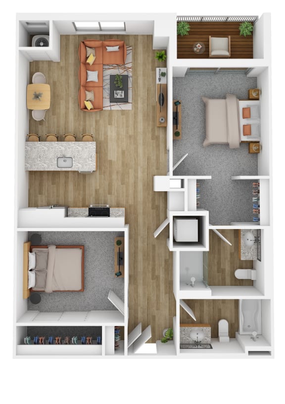 Floor Plan  a two bedroom floor plan at The Hallon luxury apartments in Hopkins, MN.
