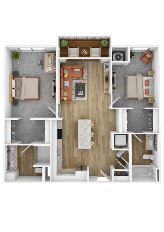 Floor Plan  a two bedroom floor plan at The Hallon luxury apartments in Hopkins, MN.
