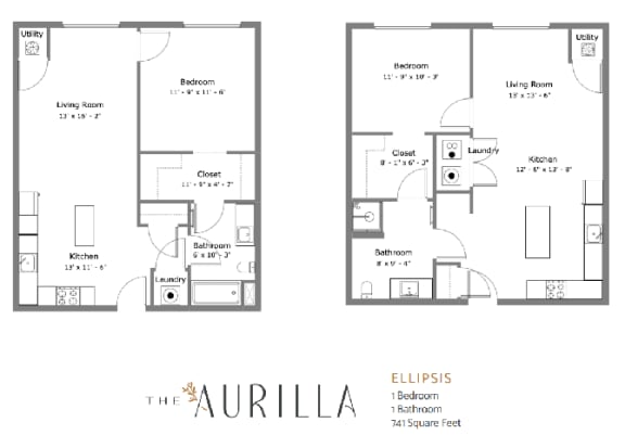 Ellipsis Floor Plan 1 Bedroom 1 Bathroom at The Aurilla, Minnesota, 55016