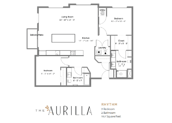 Rhythm Floor Plan 2 Bed 2 Bath at The Aurilla, Cottage Grove, Minnesota