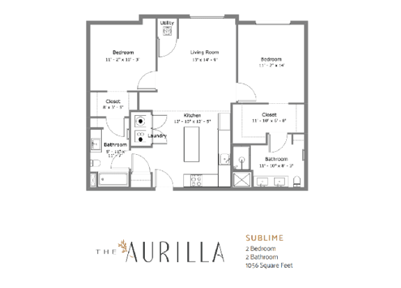 Sublime Floor Plan 2 Bedroom 2 Bathroom at The Aurilla, Cottage Grove, MN