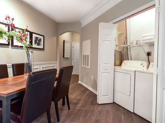 Washer and dryer in suite at Central Park Apartments in Worthington, Columbus, OH