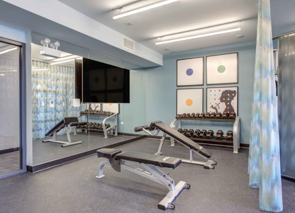 24-Hour Fitness Center With Free Weights at Noca Blu, Chicago, 60647