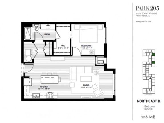 Northeast B Floor Plan at Park 205, Park Ridge, IL, 60068