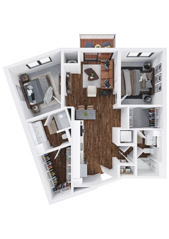 bedroom floor plan an open concept living and dining area with a large closet and a fireplace