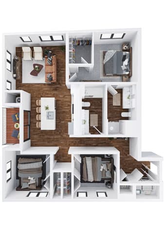 a floor plan of a 3 bedroom apartment