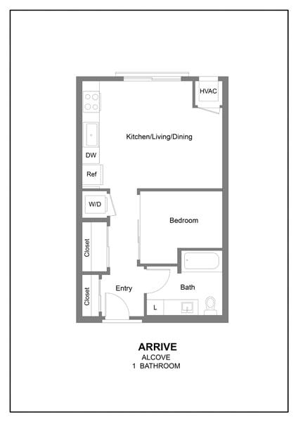 a floor plan of an apartment with a bedroom and a living room