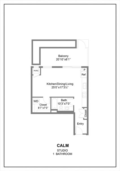 blueprint of a floor plan for a small studio apartment