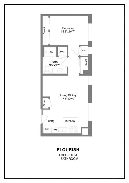a floor plan of a room with a bedroom and a bathroom