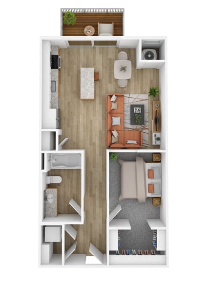a floor plan with a bedroom and a living room