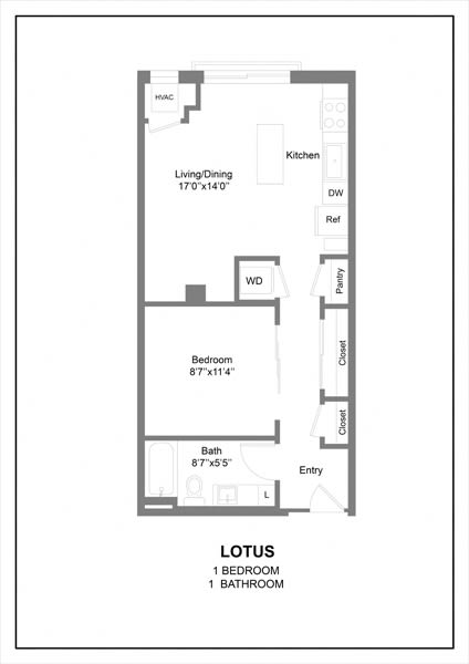 a floor plan of a small apartment with a bedroom and a living room