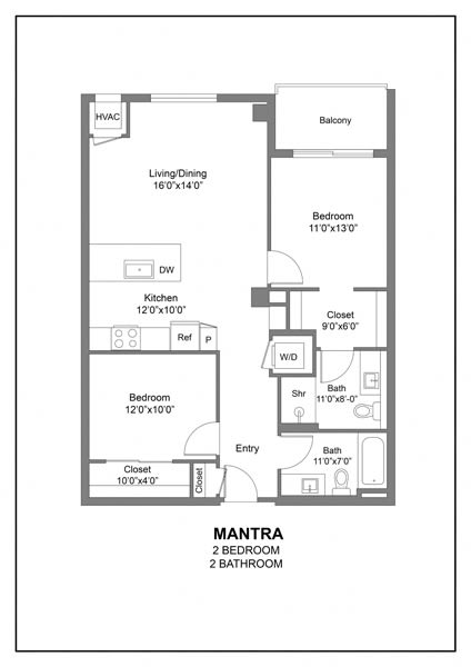 a floor plan for a small apartment with a bedroom and a bathroom