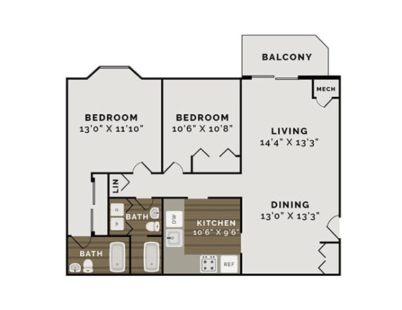 The Marquette Floor Plan at The Pointe at St. Joseph Apartments, Indiana, 46617