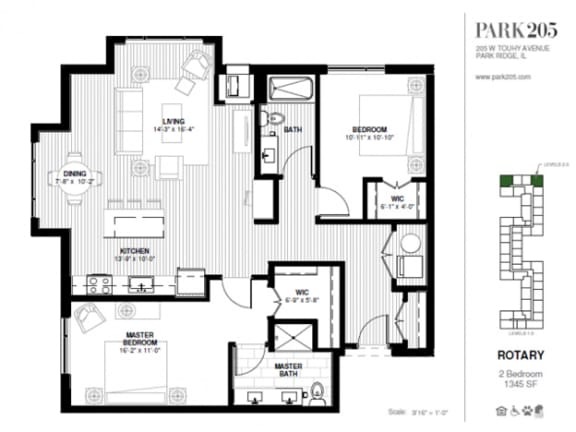 Rotary Floor Plan at Park 205, Park Ridge, 60068
