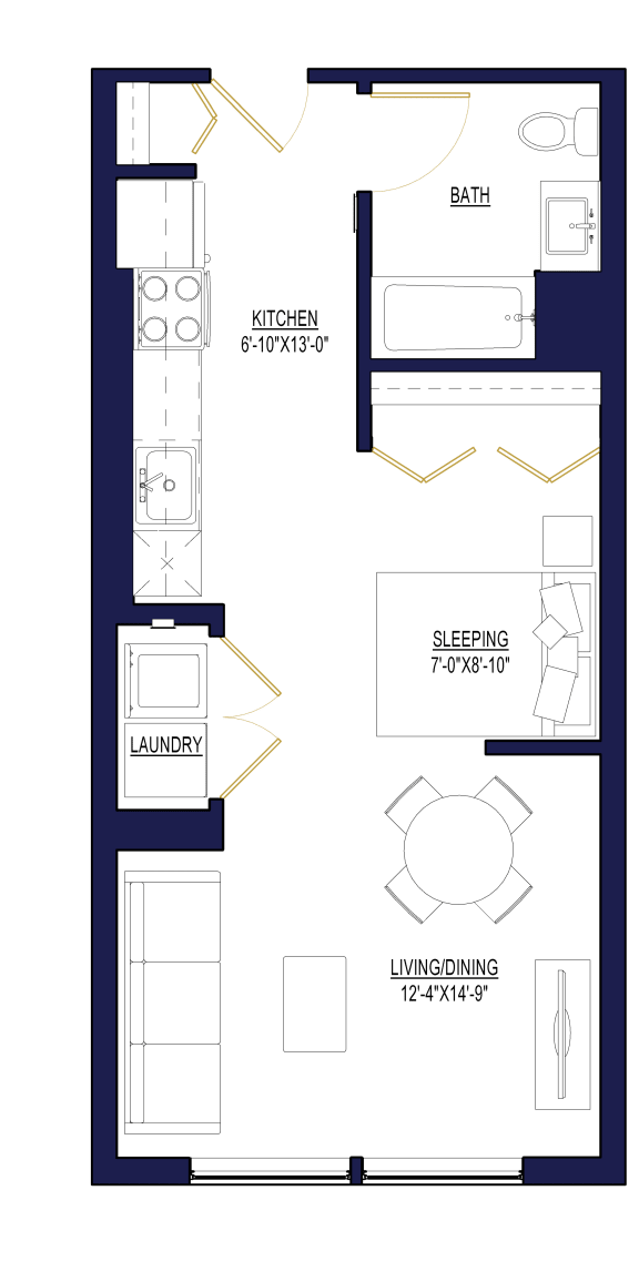 Studio B Floor Plan at Noca Blu, Chicago