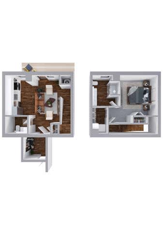 Crimson II 1 bedroom 1 bathroom floor plan at The Hallon Apartments, Hopkins,MN
