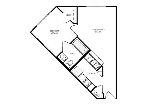 Floor Plan  A6 - 1 Bed 1 Bath - 484 sq ft - floorplan layout