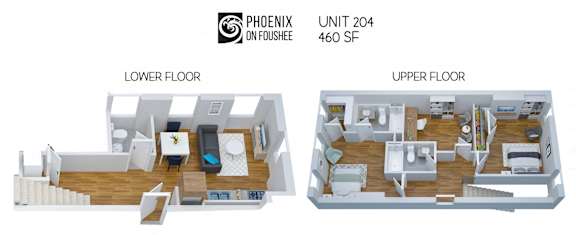 A diagram shows the layout of a two-story apartment.