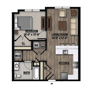 1 Bedroom Floor Plan Image