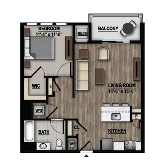 1 Bedroom Floor Plan Image