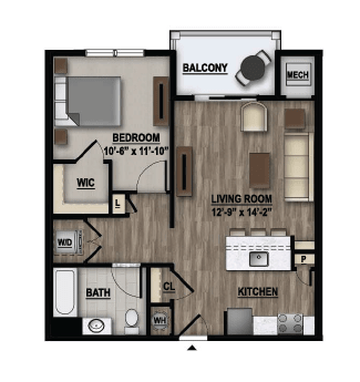 1 Bedroom Floor Plan Image