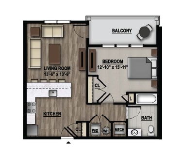1 Bedroom Floor Plan Image