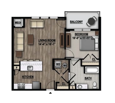 1 Bedroom Floor Plan Image