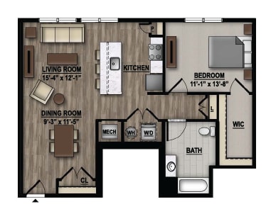 1 Bedroom Floor Plan Image