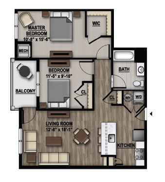 2 Bedroom Floor Plan Image