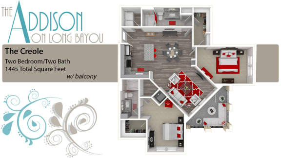 2 bed 2 bath A 2 bed 2 bath A at The Addison on Long Bayou Apartments, Seminole, FL