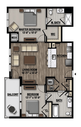 2 Bedroom Floor Plan Image