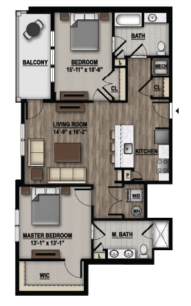 2 Bedroom Floor Plan Image