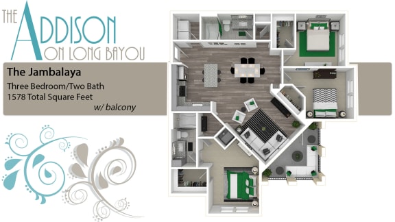 3 bed 2 bath 3 bed 2 bath at The Addison on Long Bayou Apartments, Seminole, 33772