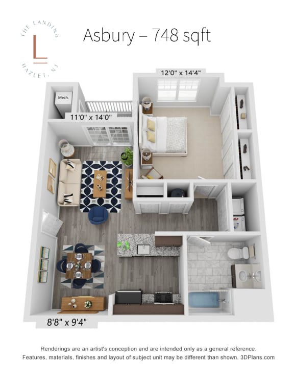 1 bed 1 bath B 1 bed 1 bath B