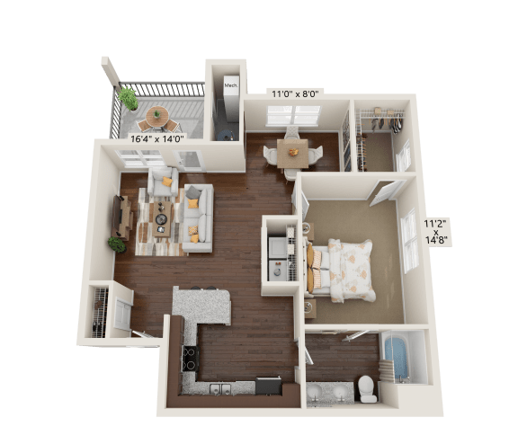 A4 Floor Plan at The Bend Arbordale, Williamsburg, VA, 23188