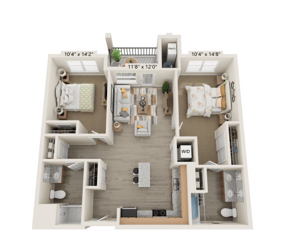 B1 Floor Plan at The Bend Arbordale, Williamsburg, Virginia