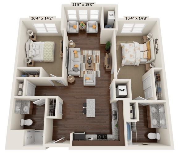Floor Plan  B1S Floor Plan at The Bend Arbordale, Williamsburg
