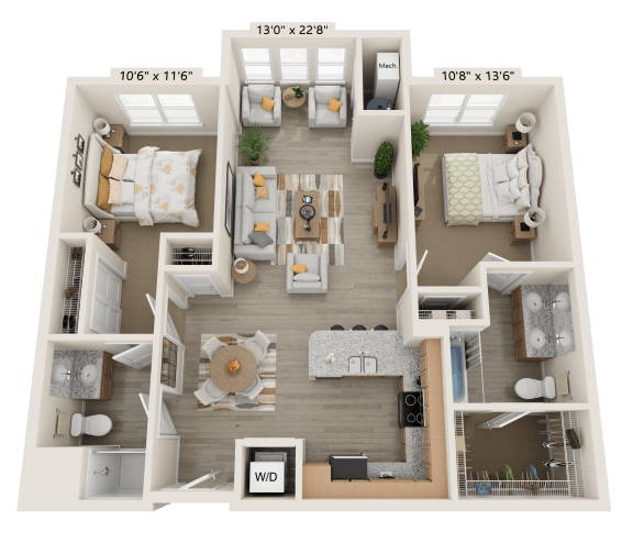 B2S Floor Plan at The Bend Arbordale, Williamsburg, VA, 23188