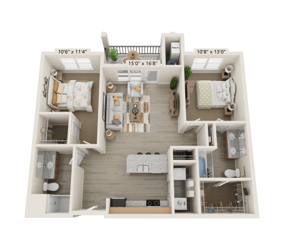 Floor Plan  B3 Floor Plan at The Bend Arbordale, Williamsburg, VA