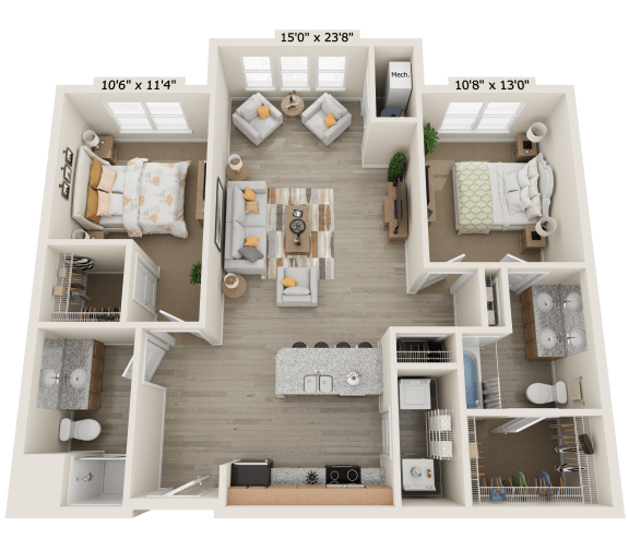 Floor Plan  B3S Floor Plan at The Bend Arbordale, Williamsburg, Virginia