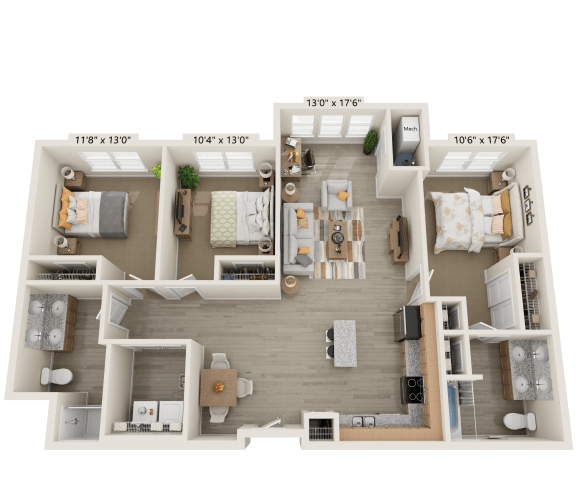 C1S Floor Plan at The Bend Arbordale, Williamsburg