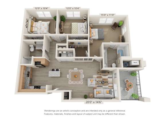 Floor Plan  C2 Floor Plan at The Bend Arbordale, Williamsburg, VA, 23188