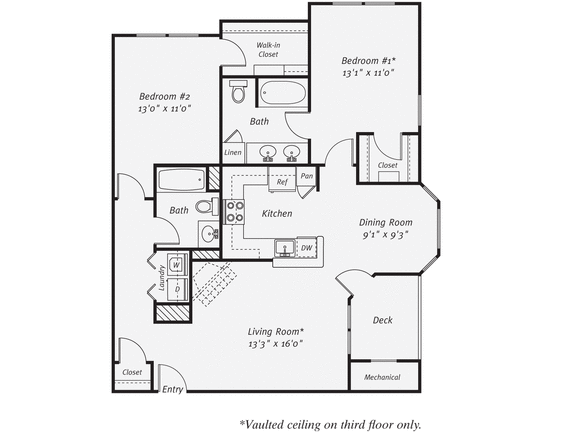 Floor Plan  2 Bedroom floorplan at The Mercer at Lawrence Station, Lawrence Township, New Jersey