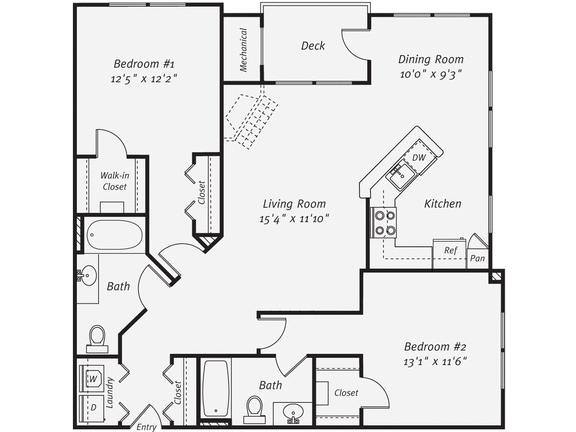 Floor Plan  2 Bedroom floorplan at The Mercer at Lawrence Station, Lawrence Township